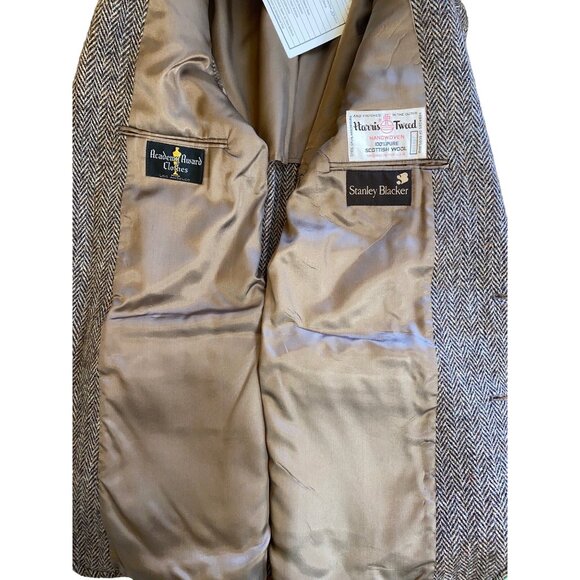 Stanley Blacker Tweed Blazer 44 Men Brown Harris Academy Award Clothes Los Angel - Picture 7 of 11